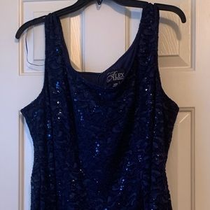 Alex Evenings Navy sleeveless sequined dress